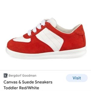 Authentic Gucci Toddler canvass and suede sneaker size 26 red / white.